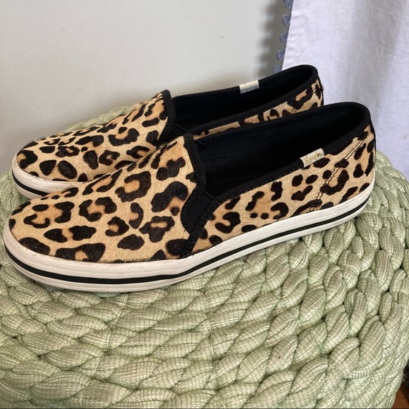 Kate Spade for Keds tan and brown leopard print calf hair slip on sneakers - Picture 7 of 9
